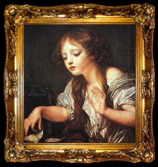 framed  Jean Baptiste Greuze Young Girl Weeping for her Dead Bird, ta009-2
